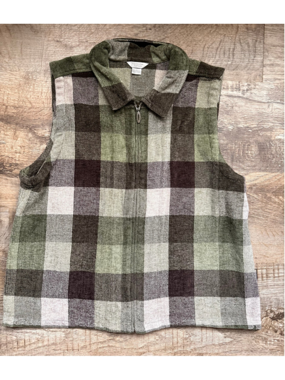 Christopher & Banks Plaid Zip-Up Vest (Size L) - Picture 1 of 5